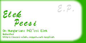 elek pecsi business card